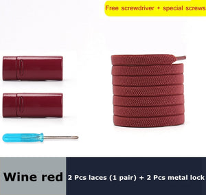 Highly Elastic Shoe Laces Flat Lock Color Shoe Accessories No Tie Shoelaces Magnetic Metal Suitable for All Shoes Lazy Shoelace - 3221015 Wine red / United States / 100cm Find Epic Store