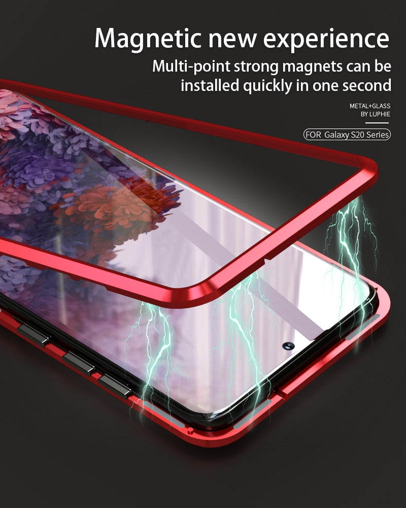 Luxury Magnetic Adsorption Back Cover for Samsung Galaxy S20 Ultra S20 Plus Tempered Glass Built-in Magnet Metal Bumper Case - 380230 Find Epic Store