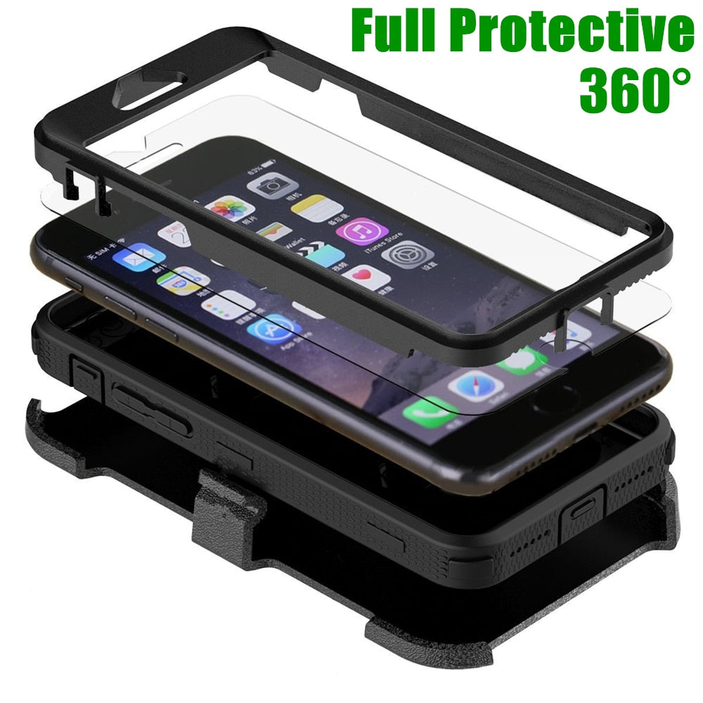 Heavy Duty Holster Belt Clip Shockproof Phone Case For iPhone 11 Pro Max XR X XS Max 360 Full Protective Screen Protector Cover - 380230 Find Epic Store
