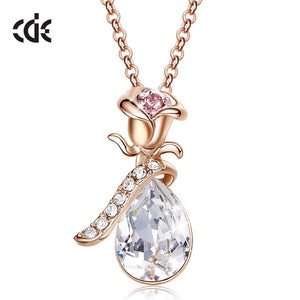 Rose Flower Pendant Necklace - 200000162 Crystal Gold / United States / 40cm Find Epic Store