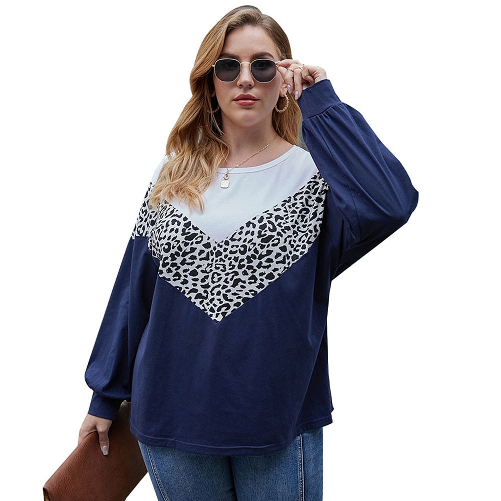 4XL Leopard Printed Plus Size Long Sleeve T-Shirt - 200000791 Find Epic Store