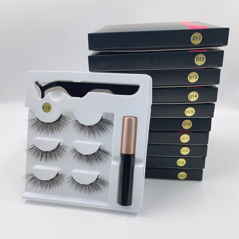 Magnetic eyelashes 3d mink lashes 3 pairs natural eyelashes Magnetic eyeliner set eyelash extension supplies eye makeup - 201222921 Find Epic Store