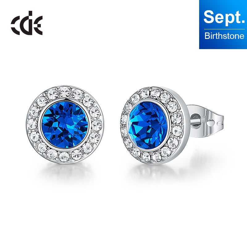 Fashionable Luxury Red Color Crystal Round Shape Stud Earrings - 200000171 Capri Blue / United States Find Epic Store