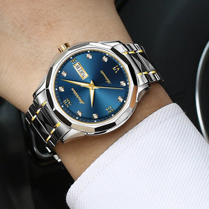 Automatic Mechanical Steel Waterproof Luminous Watch - 200033142 Gold blue men / United States Find Epic Store