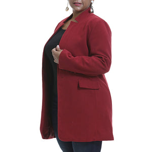 Plus Size Solid Color Stand Collar Wool Coat - 200001907 Find Epic Store