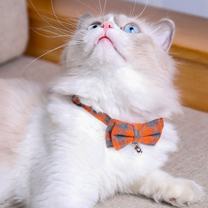 Plaid Grid Cat Collar With Bell Fashion Adjustable Pet Collar With Bow Tie Cat Head Supplies Cotton Striped Bowknot Necklace - 200003709 Find Epic Store