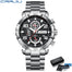 Top Brand Casual Sport Chronograph 316L Stainless Steel Wristwatch Big Dial Waterproof Quartz Clock - 0 Silver box Find Epic Store