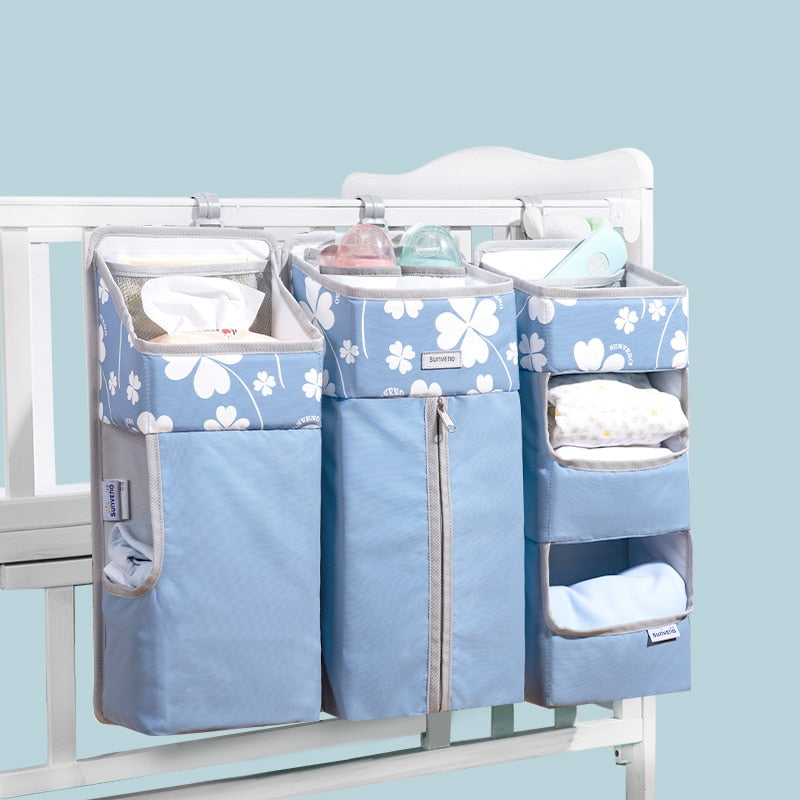 Crib Organizer for Baby Crib Hanging Storage Bag Baby Clothing Caddy Organizer for Essentials Bedding Diaper Nappy Bag - 200002032 Clover blue L / United States Find Epic Store