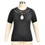 Sexy Plus Size Hollow Out Mesh Short Sleeve Round Neck Black T-shirt - 200000791 Find Epic Store