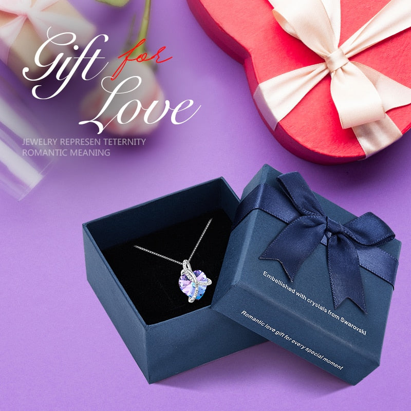 I Love You Pendant Necklace with Purple Heart Crystal for Women Fashion Necklace Jewelry Anniversary Gift - 200000162 Purple in box / United States / 40cm Find Epic Store
