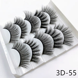 5 pairs 3d mink lashes handmade 3d lashes natural eye lashes makeup lashes extension - 200001197 3D-55 / United States Find Epic Store