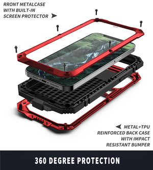Metal Shockproof Kickstand Phone Case For iPhone 12 Pro Max XS Max XR Dustproof Tempered glass Cover For iPhone 12 Mini 11 Pro - 380230 Find Epic Store