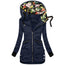 Fashion Women Zipper Floral Print Hoodie - 200000801 Navy / S / United States Find Epic Store