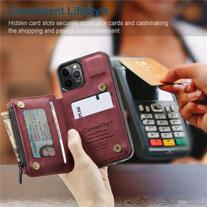 Red Color Case - Leather Wallet Case for iPhone 12 Mini 12 11 Pro XS Max SE 2020 8 7 Plus Zipper Purse Wallet Cover With Card Slot Phone Cases - 380230 Find Epic Store