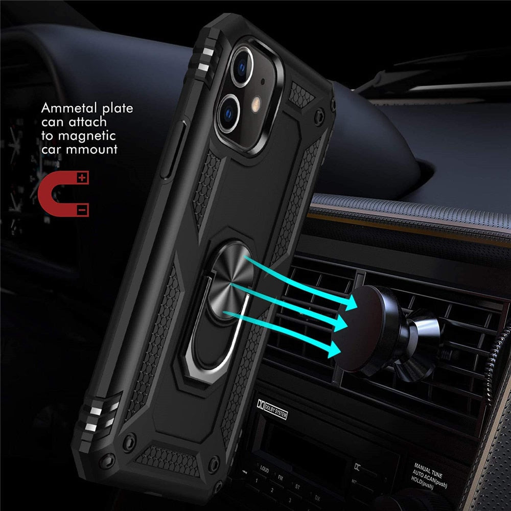 Luxury Armor Shockproof Phone Case For iphone 5 5S SE XS Max 11 Pro XR X 7 8 6 6s Plus Full Cover Car Magnetic Ring Bumper Cases - 380230 Find Epic Store