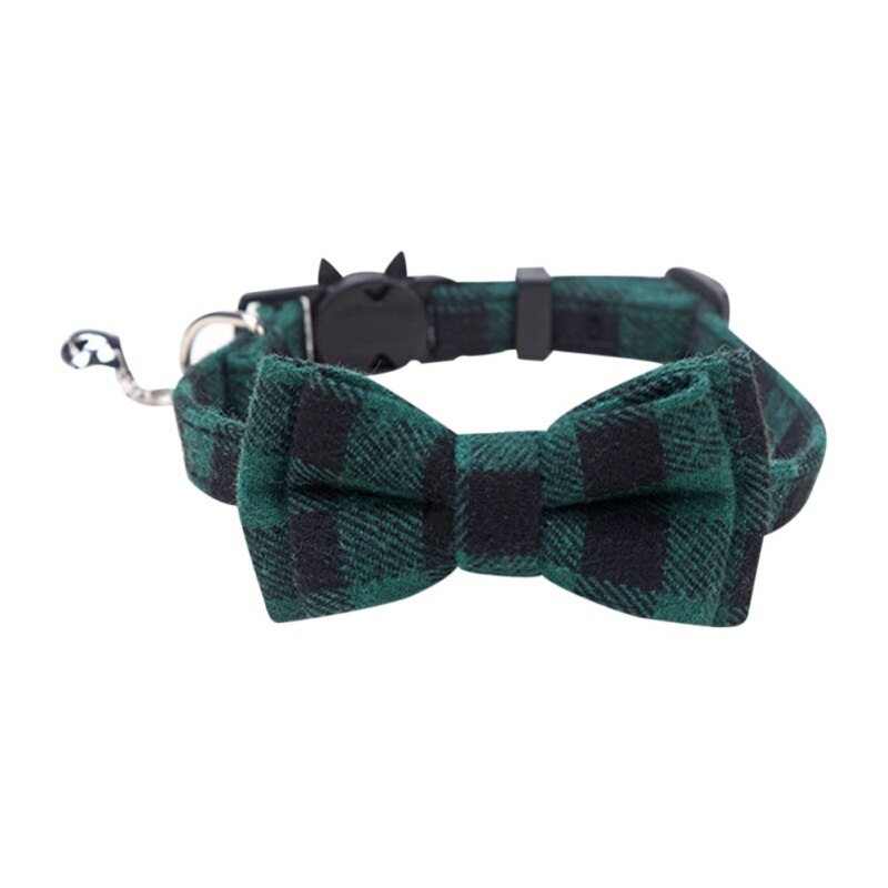 Plaid Grid Cat Collar With Bell Fashion Adjustable Pet Collar With Bow Tie Cat Head Supplies Cotton Striped Bowknot Necklace - 200003709 G / M / United States Find Epic Store