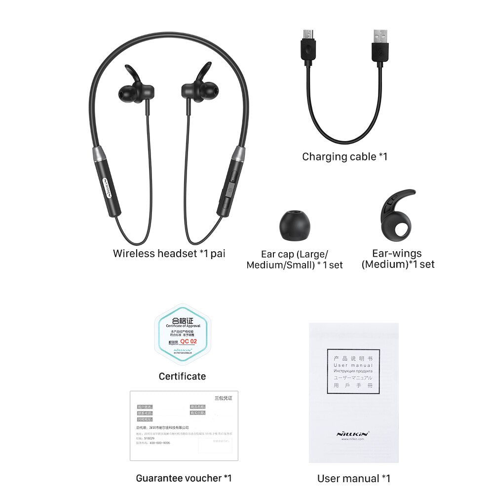 NILLKIN Wireless Magnetic Flexible Neckband Earbud IPX4 waterproof Sport Stereo For iPhone Samsung Xiaomi Bluetooth 5.0 Earphone - 63705 Find Epic Store