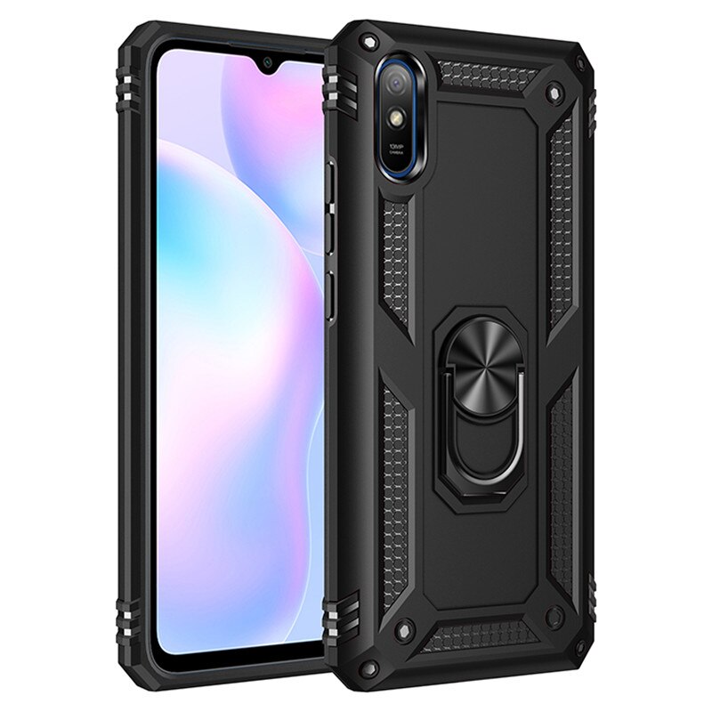 For Xiaomi Redmi 9 Case Shockproof Armor Phone Case for Redmi 9A 9C Ring Stand Bumper Silicone Phone Back Cover - 380230 For Redmi 9 / black / United States Find Epic Store