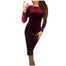 Women O-neck Velvet Long-sleeve Dress - 200000347 Find Epic Store