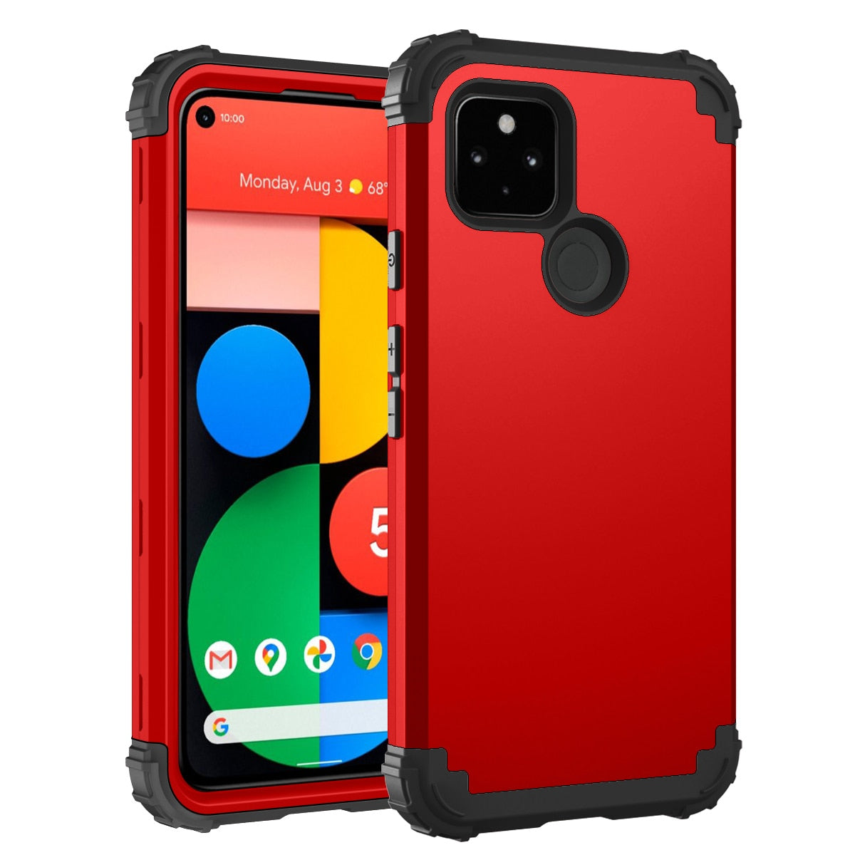 for Google Pixel 5 4 4XL 3 3A XL Shockproof Phone Cases ,PC+TPU 3-Layers Hybrid Full-Body Protect Anti-Knock Phone Shell - 380230 for Pixel 3 / Red / United States Find Epic Store