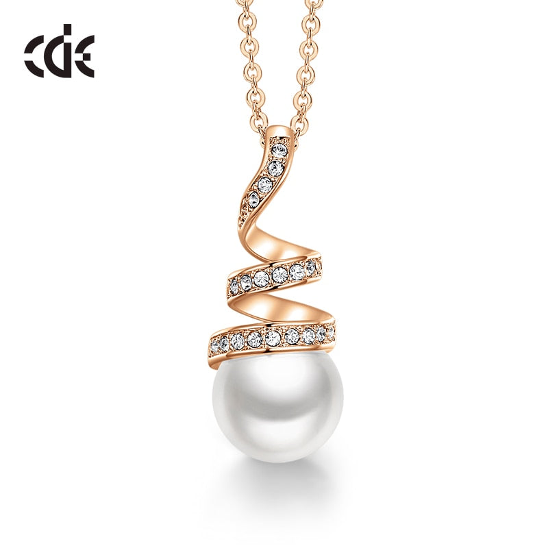 Original Design Embellished with Crystals White Pearl Geometric Pendant Necklace Jewelry for Wife Gift - 200000162 White Gold / United States / 40cm Find Epic Store