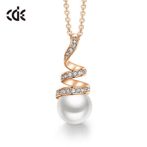 Original Design Embellished with Crystals White Pearl Geometric Pendant Necklace Jewelry for Wife Gift - 200000162 White Gold / United States / 40cm Find Epic Store
