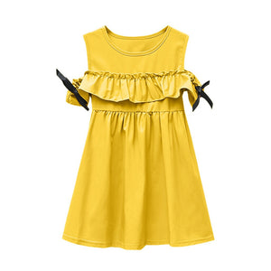 Girls Ruffles Ruched Solid Princess Dresses - 31110 Yellow / 2-3 Years / United States Find Epic Store