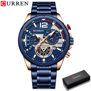 New Green Men's Watches Top Brand Luxury Stainless Steel Quartz Watch Men Sport Date Male Clock Waterproof Wristwatch - 0 Blue-box Find Epic Store