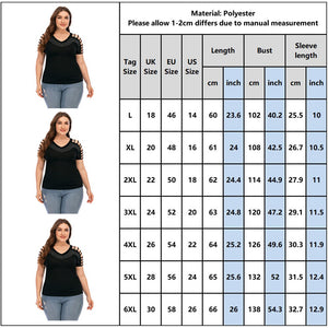 6XL Hot Drilling Plus Size Short Sleeve Elegant Hollow Out Top - 200000791 Find Epic Store