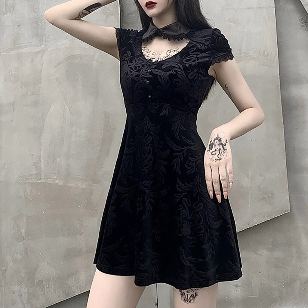 Peter Pan Collar Lace Button Dress - 200000601 Find Epic Store