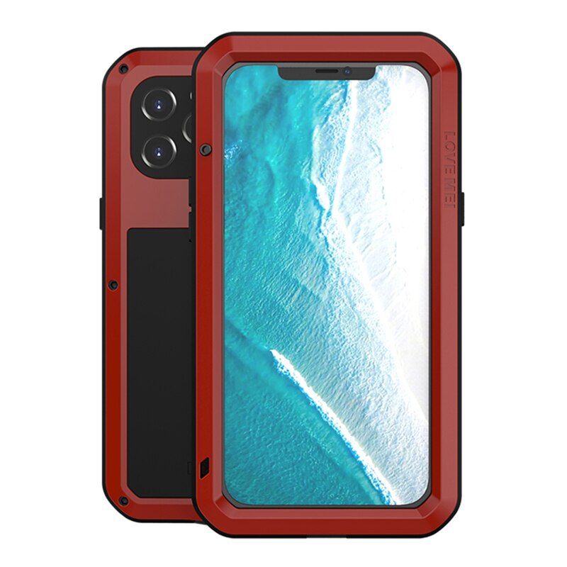 LOVE MEI Compatible for iPhone 12 Pro Max Case, Aluminum Metal Gorilla Glass Shockproof Military Heavy Duty Sturdy Cover - 380230 for iPhone 12 ProMax / Red / United States|NO Retail packaging Find Epic Store