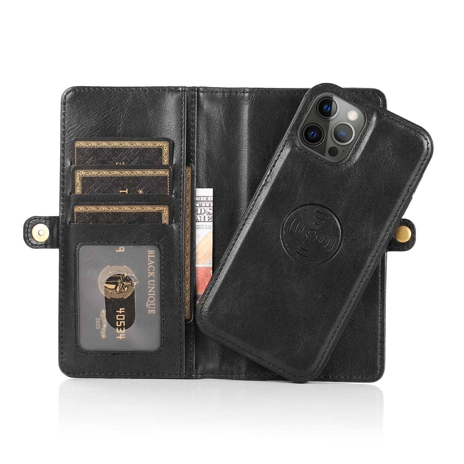 Black Color Wallet Case For iPhone 12 Pro Max Detachable Retro Leather Magnetic Flip Cover Case for iPhone 11 12 Pro Max X XR XS Max 8 7Plus - 380230 For iPhone 12 mini / Black / United States Find Epic Store