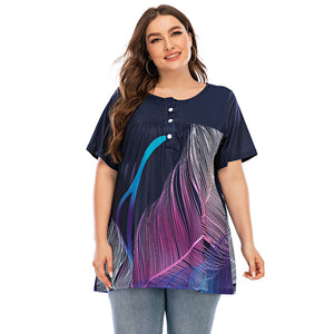 6XL Plus Size Pritn Short Sleeve Casual Loose T-shirt - 200000791 Find Epic Store