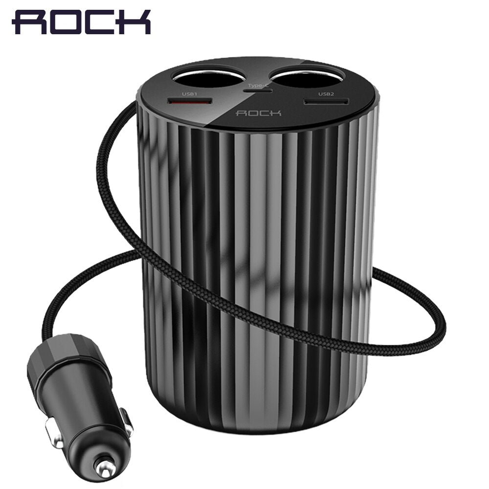 ROCK 5A LED Display Dual USB Car Charger type C Quick Charge 4.0 PD 3.0 100W Cigarette Splitter Fast Charging For iPhone Xiaomi - 410204 Find Epic Store