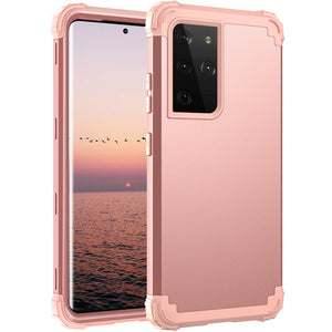 for Samsung Galaxy S21 Ultra S21 S21+ 5G Shockproof Phone Cases ,PC+TPU 3-Layers Hybrid Full-Body Protect Anti-Knock Phone Shell - 380230 For Galaxy S21 / Rose / United States Find Epic Store