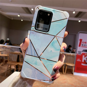Samsung Galaxy S10/S10 Plus/A10/A20/A50/A50S/A30/Note 10/Note 10 Plus/S20/S20 Plus/S20 FE/S20 Ultra/A51/A71/Note 20/Note 20 Ultra - Marble Plating Geometric Case Soft Glossy Silicone Cover Ultra Slim Shell - 380230 for Galaxy S10 / P4 / United States Find Epic Store