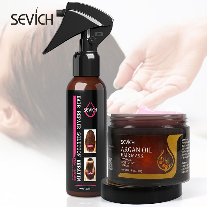 Sevich Hair Treatment Set 80g Argan Oil Moisturize Hair Mask Repair Damage Hair Root 100ml Hair Repair Spray Restore Soft Hair - 200001171 United States / 180g Find Epic Store