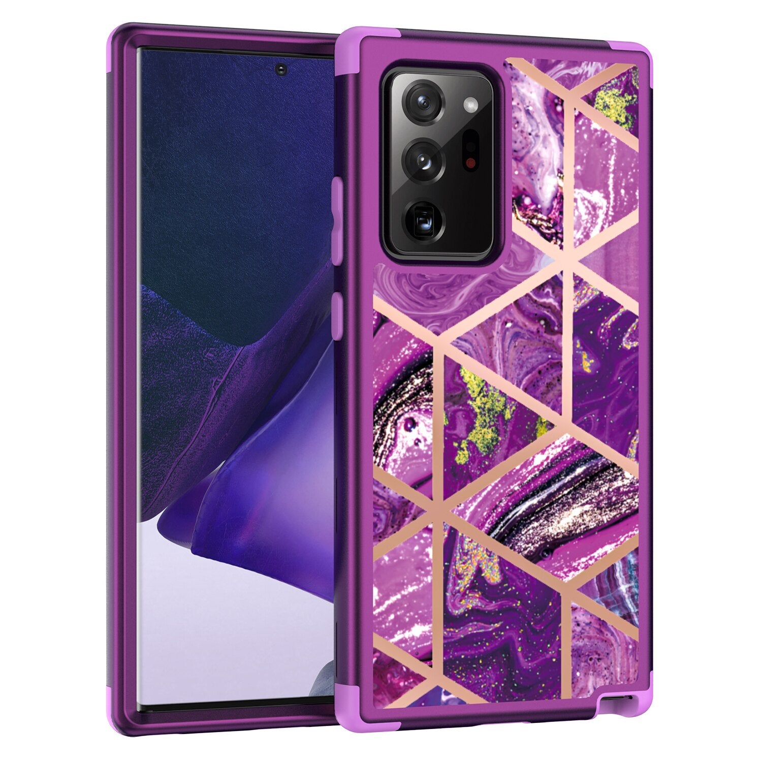 For Samsung Galaxy Note 20 Ultra 5G Note 10 Case, Cute Marble Airbag Series Dual Layer Rugged Bumper Heavy Duty Protective Cover - 380230 for Note 20 / purple / United States Find Epic Store