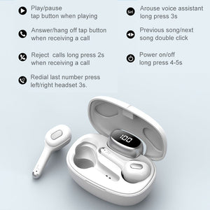 Earphones Digital Display Bluetooth 5.0 Earphones Wireless TWS Earbuds 5.0 Sports Headset For iPhone 11 Xiaomi With Microphone - 63705 Find Epic Store