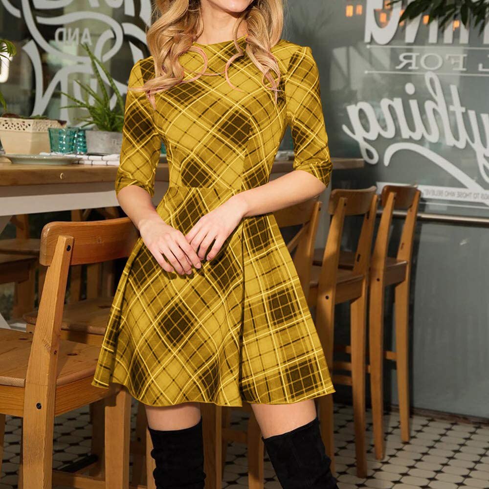 Red Plaid 3/4 Sleeve - 200000347 Yellow / S / United States Find Epic Store