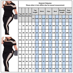 Plus Size Two Piece Casual Leopard Print Shirt + Side Stripe Pants Outfit - 200003494 Find Epic Store