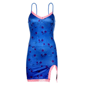 Lace Patchwork Cute Bodycon y2k Dress - 200000347 Blue / S / United States Find Epic Store