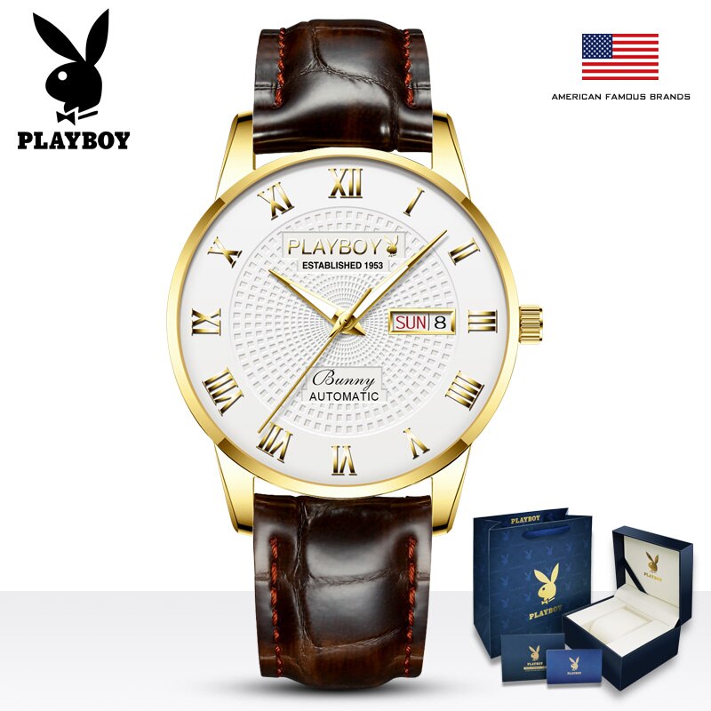 Play boy Brand Luxury Mechanical Watch - 200033142 white -1 Find Epic Store
