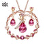 Women Wedding Jewelry Set Embellished with Crystals Rose Flower Pendant Necklace Earrings Bracelet 3PCS/SET - 100007324 Pink / United States / 40cm Find Epic Store