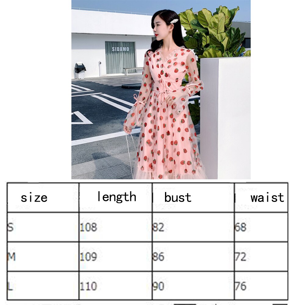 Sexy V-Neck Belt Strawberry Dress - 200000347 long sleeve Shiny / S / United States Find Epic Store