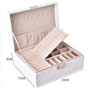 2021 New Double-Layer Velvet Jewelry Box European Jewelry Storage Box Large Space Jewelry Holder Gift Box - 200001479 United States / White Find Epic Store