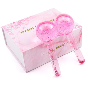 2pcs/Box Large Beauty Ice Hockey Energy Beauty Crystal Ball Facial Cooling Ice Globes Water Wave Face and Eye Massage Skin Care - 200191142 Pink / United Kingdom Find Epic Store