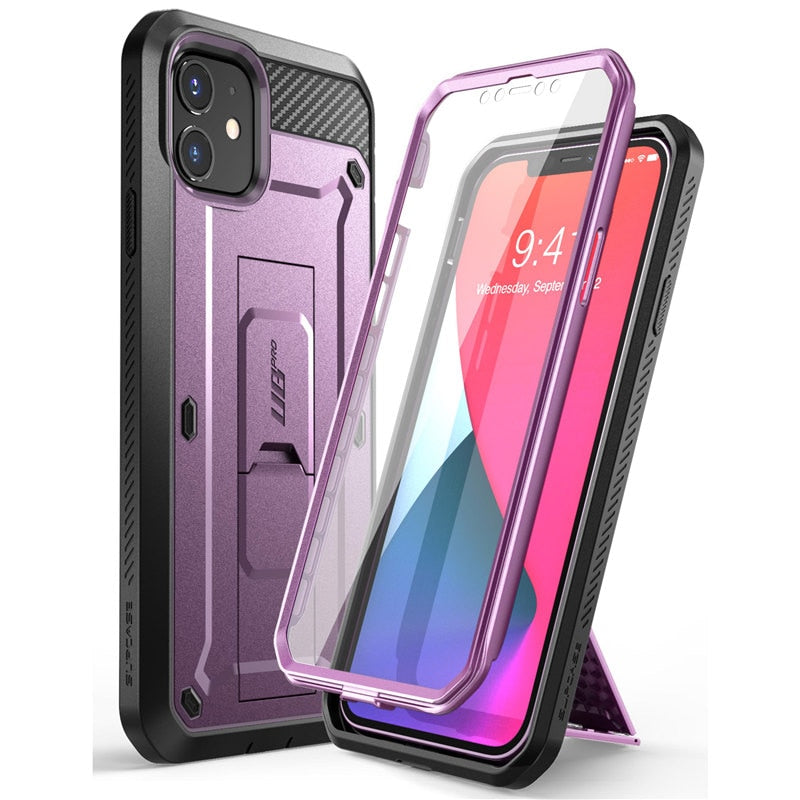 iPhone 12 Mini Case 5.4 inch Full-Body Rugged Holster Cover with Built-in Screen Protector & Kickstand - 380230 PC + TPU / Violet / United States Find Epic Store