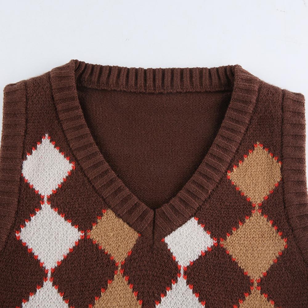 Sleeveless Argyle Sweater - 201235102 Find Epic Store