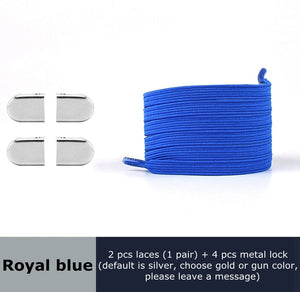 Metal lock Shoe Lace Elastic Flat Multi color options Easy to remove No tie shoelace Child adult Universal Lazy Shoelaces - 3221015 Royal blue / United States / 100cm Find Epic Store